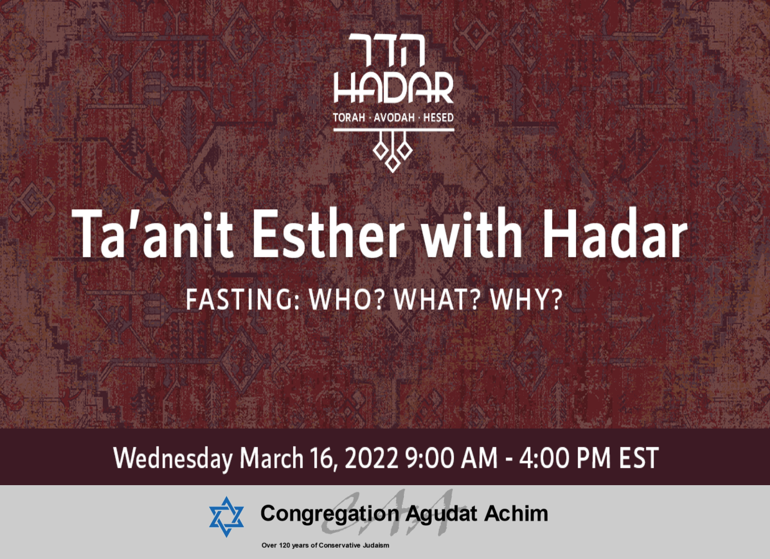 Ta'anit Esther with Hadar