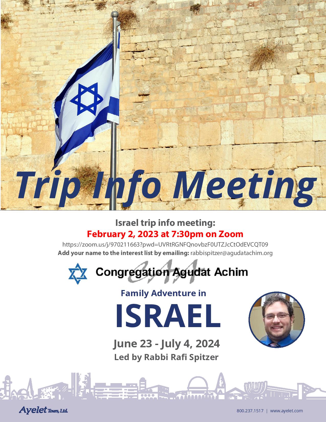 Our CAA Israel Trip Information Session
